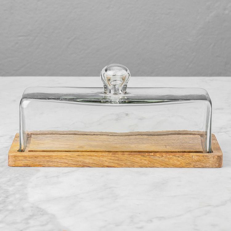 Деревянная прямоугольная доска с колпаком Rectangular Cake Plate With Cover