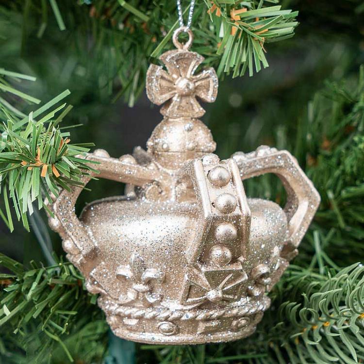 Набор из четырёх ёлочных игрушек с блёстками Короны Set Of 4 Crown Hangers With Glitter 9,5 cm