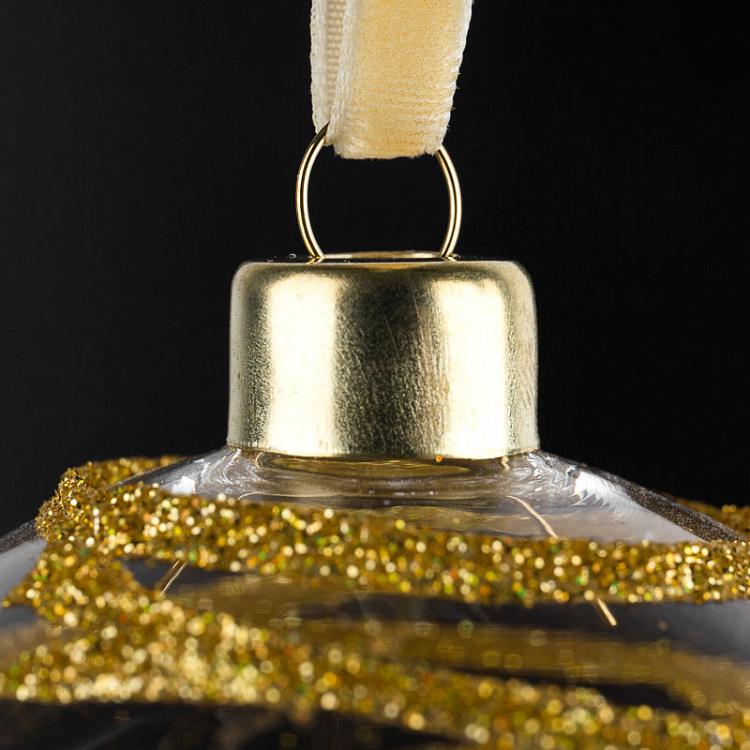 Ёлочный шар с золотыми полосками, S Ball With Golden Stripes 8 cm