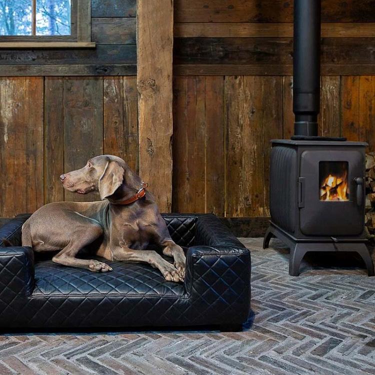 Чёрный диван для собак/кошек Эдоардо с прострочкой Бентли, L Edoardo Sofa Large, Faux Leather Black