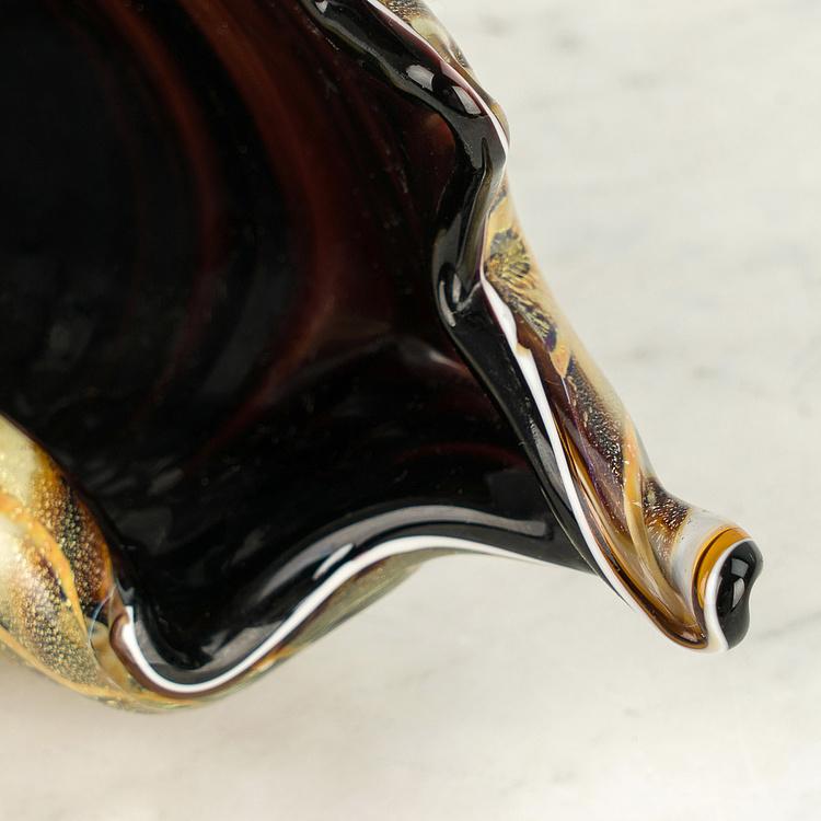 Пресс-папье Стеклянная коричнево-жёлтая ракушка Shell Glass Paperweight Brown