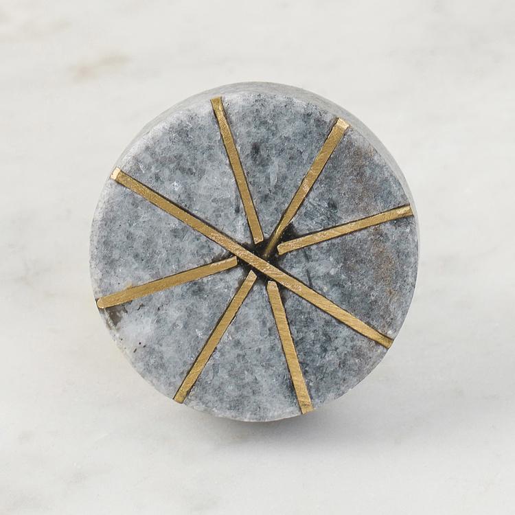 Мебельная ручка из серого камня Чакра Chakra Stone Brass Knob Grey