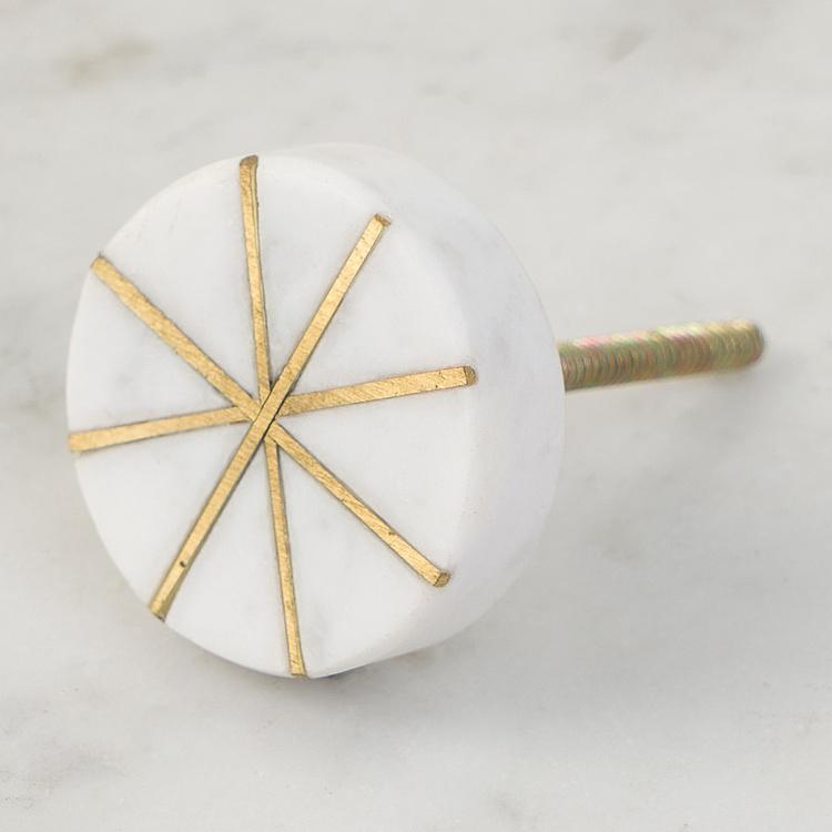 Мебельная ручка из белого камня Чакра Chakra Stone Brass Knob White