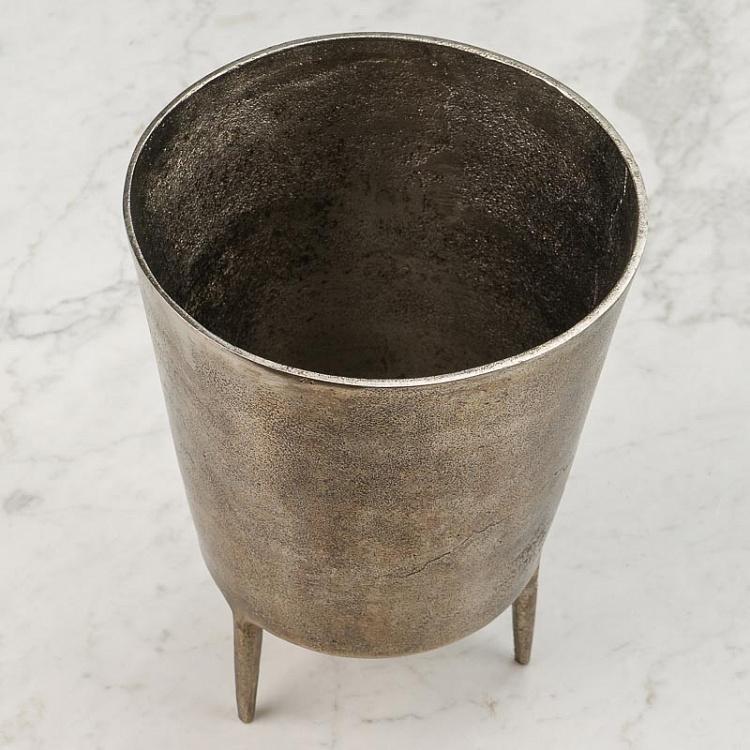 Ведро для льда из состаренного металла Wine Bucket On Stand Antique Silver