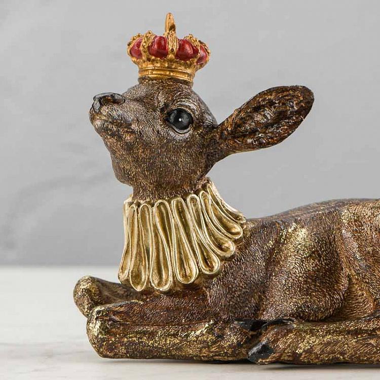 Статуэтка Золотой олень в короне Deer With Crown Brown Gold