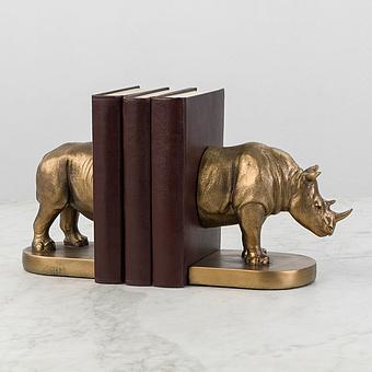 Bookend Rhino On Oval Stand