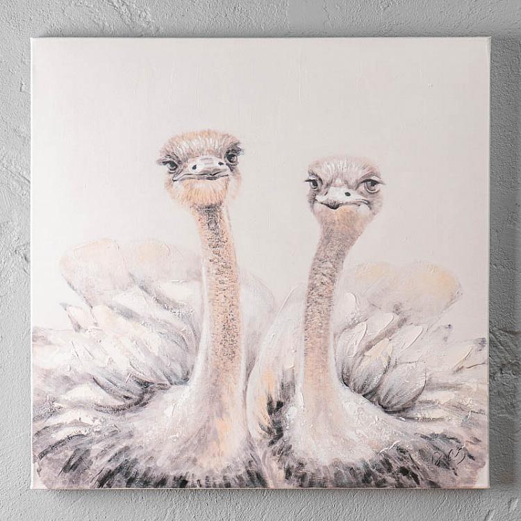 Картина акрилом на холсте Милые страусы Canvas Acrylic Painting Lovely Ostriches