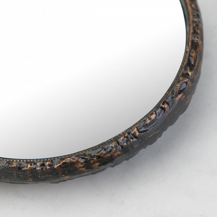 Ручное зеркало в чёрной оправе с патиной Hand Mirror Black Patina