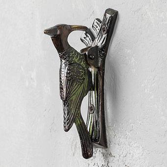 Woodpecker Antique Brass Door Knocker