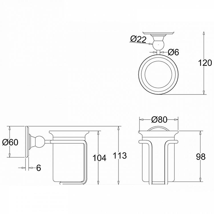 Настенный белый стакан для зубных щёток в подставке цвета хром Tumbler Holder Chrome And White