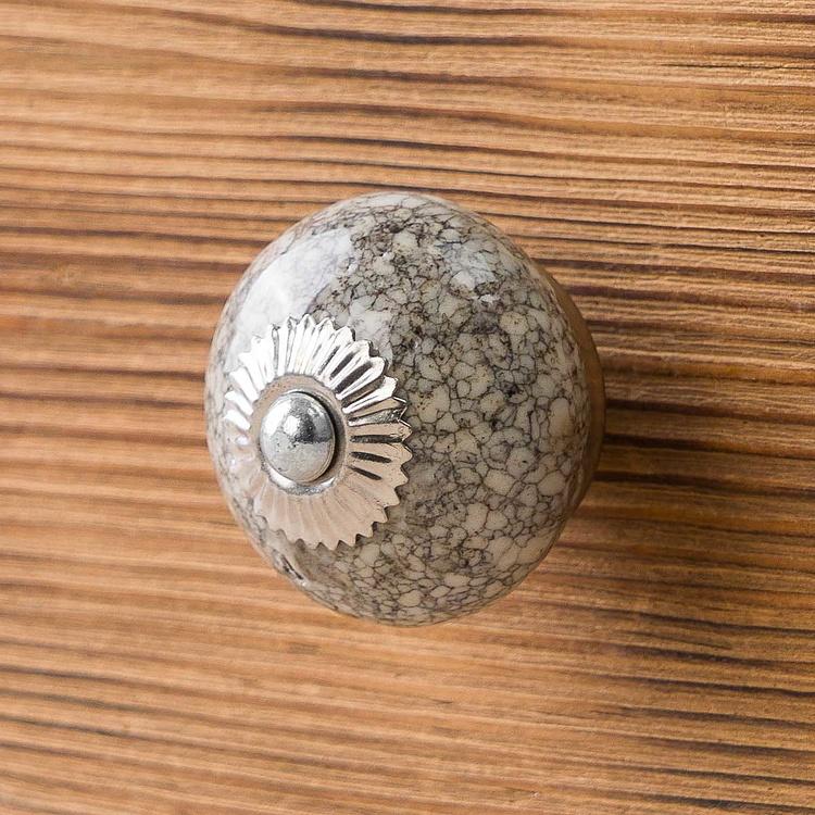 Кремовая керамическая мебельная ручка с кракелюром Crackled Ceramic Knob Cream