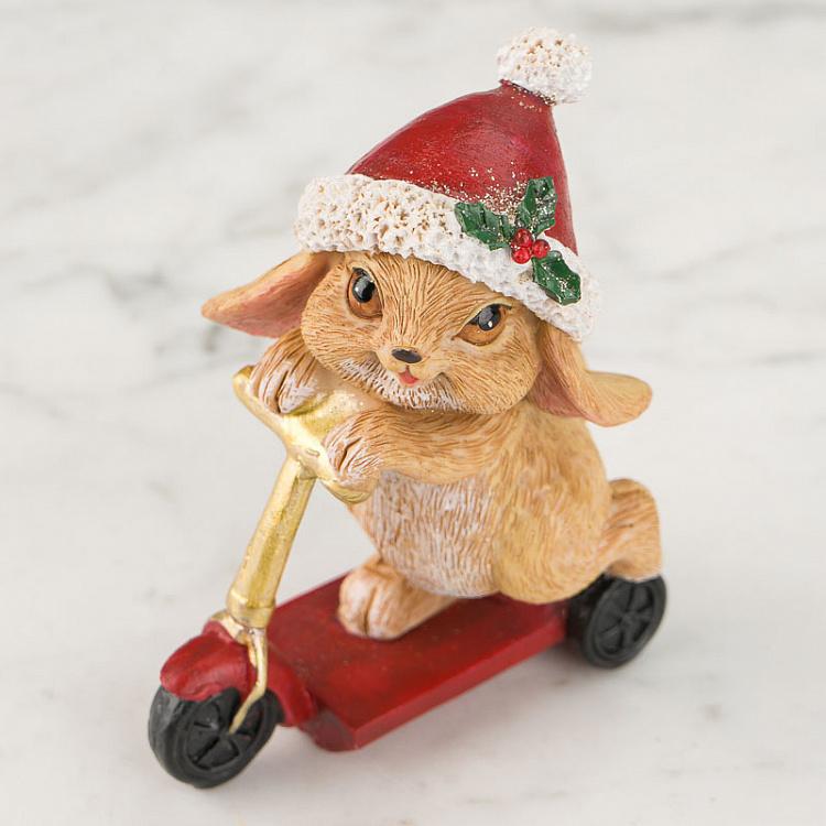 Статуэтка Весёлый кролик на самокате Cute Xmas Rabbit On Scooter 11 cm