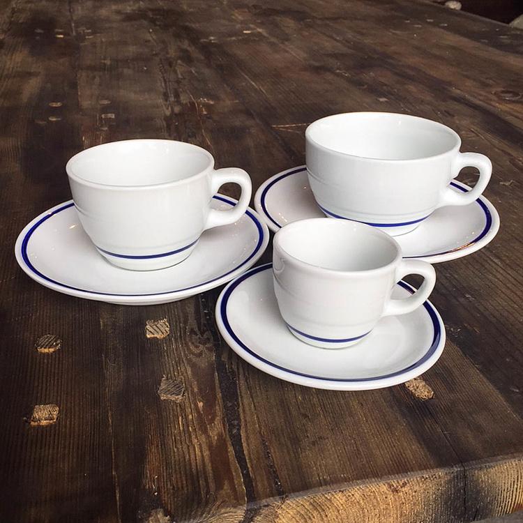 Чашка и блюдце для завтрака Синяя полоска Filo Blue Breakfast Cup And Saucer