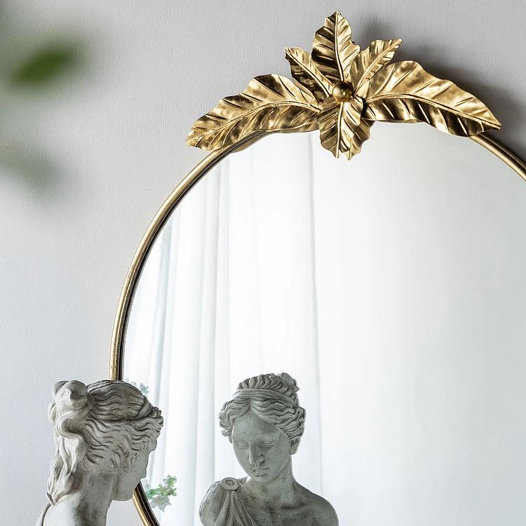 Круглое зеркало с украшением из золотистых листьев Wall Mirror With Leaf Decor