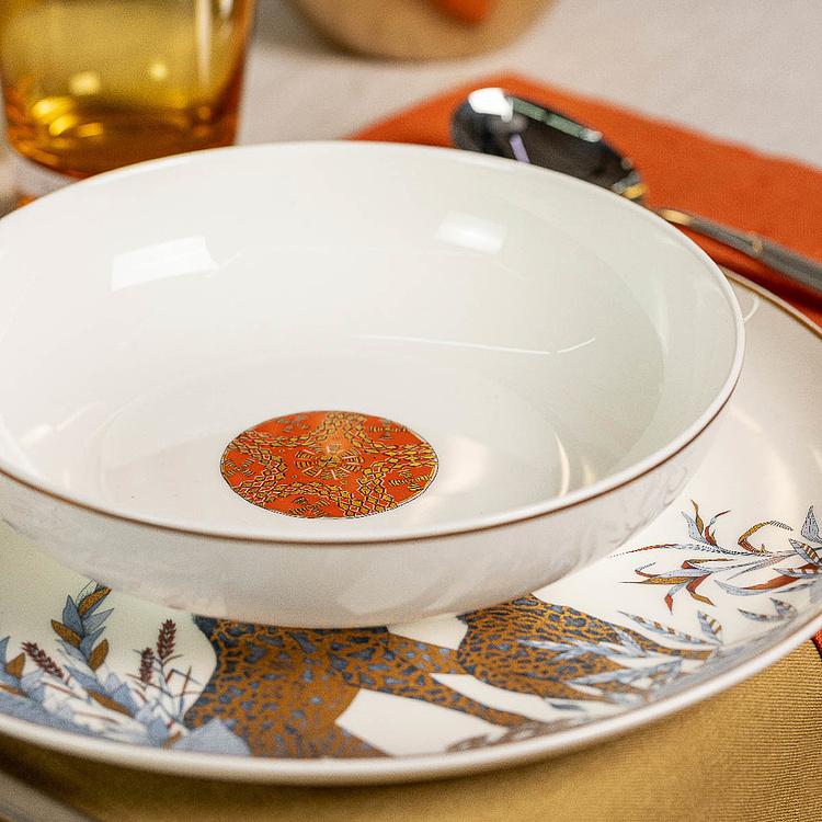 Белая суповая тарелка с орнаментом Африка Africa Soup Plate Ornament White