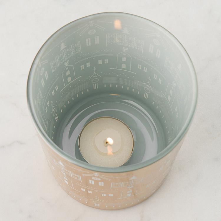 Подсвечник Рождественные домики Candle Holder Christmas Houses Gold