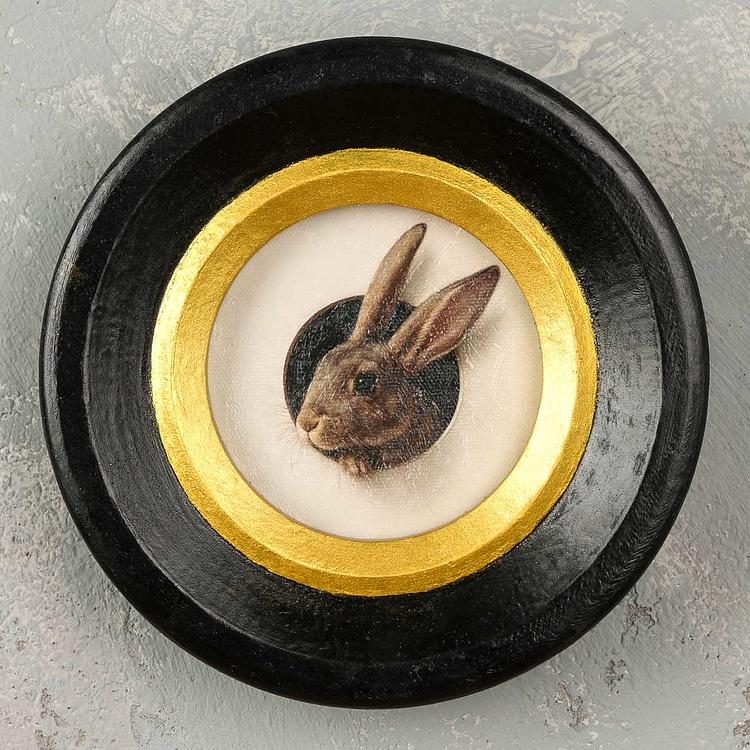 Картина в круглой раме Серый заяц Gray Hare Painting In Round Frame