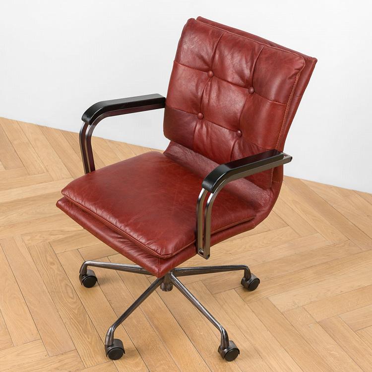 Рабочее кресло Неаполь, чёрные подлокотники Ufficio Napoli Armchair, Black Wood D