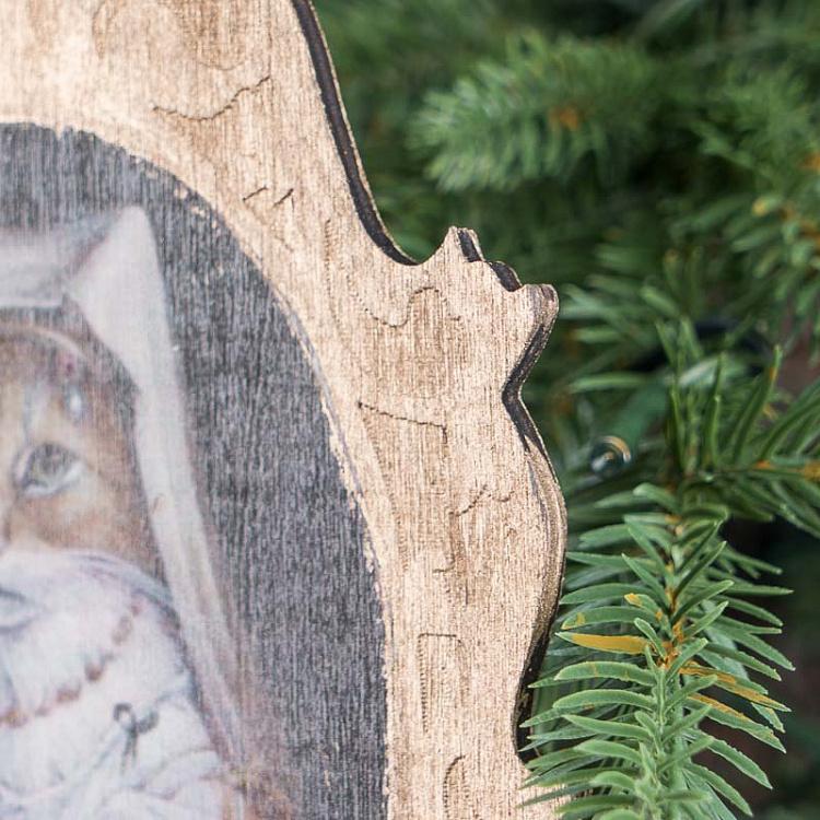 Новогодняя подвеска из дерева Леди Кошка Wooden Pendant Lady Cat 23 cm