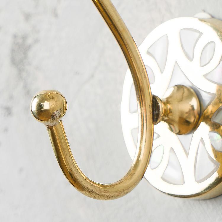 Двухрожковый крючок Люкс с перламутровой инкрустацией узором Luxe Brass Pearl Inlay Hook