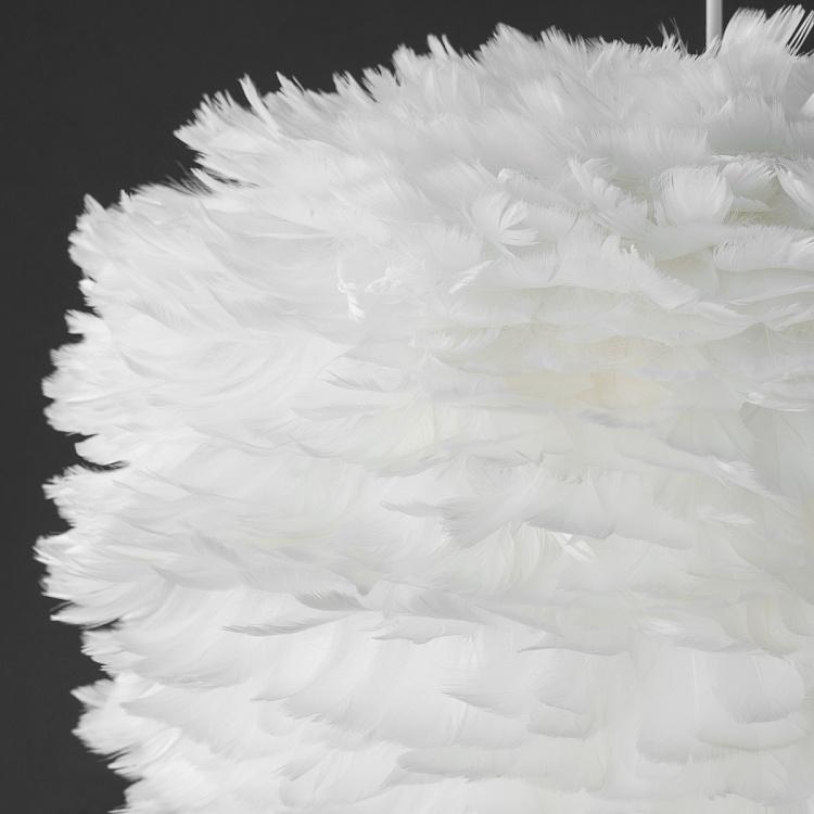 Подвесной светильник Эос Эвиа на белом проводе, белые перья, L Eos Evia Hanging Lamp With White Cord Large