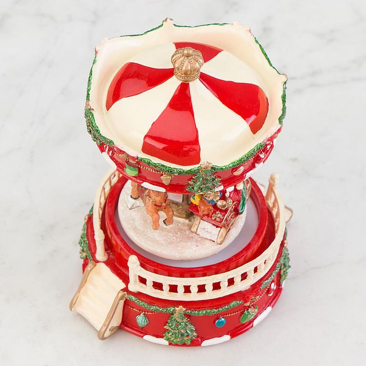 Музыкальная механическая фигурка Карусель Сани Санты Music Motion Santa Sleigh Carousel 14,5 cm
