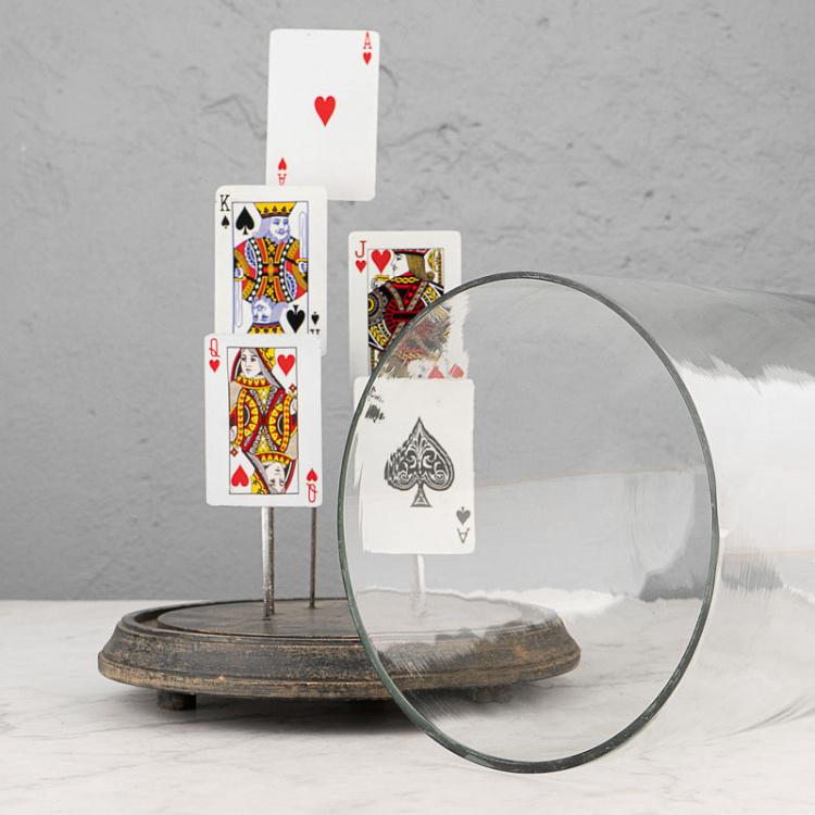 Статуэтка Стеклянный купол с игральными картами Glass Dome With Game Cards
