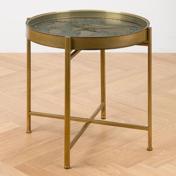 Журнальный стол с часами и картой мира Верн Vernes Side Table With Clock And Worldmap