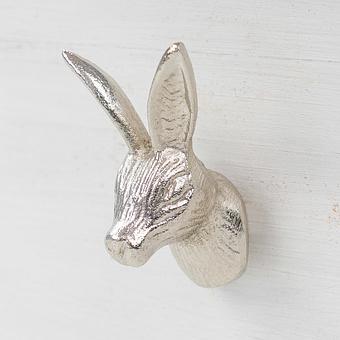 Silver Striped Bunny Metal Knob