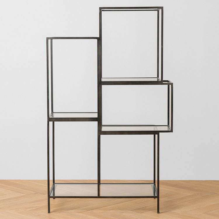 Асимметричный стеллаж из железа и стекла Asymetric Iron And Glass Shelf