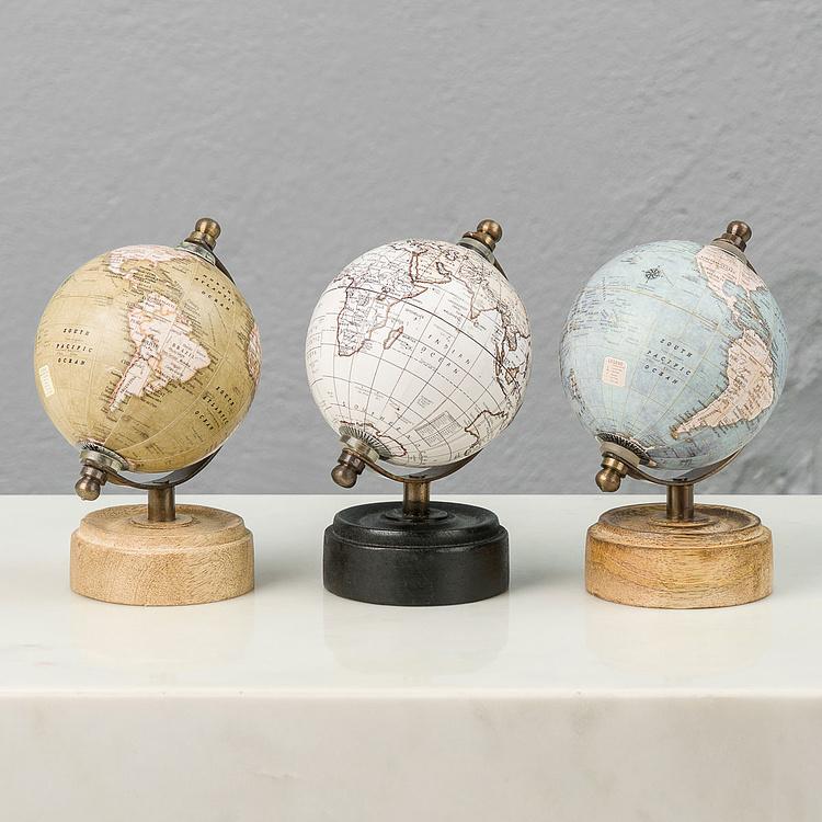 Набор из трёх винтажных глобусов, S Set Of 3 Vintage Globes Small