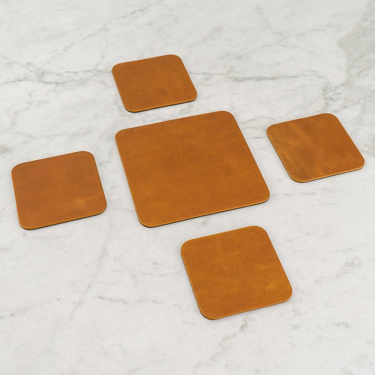 Набор из пяти квадратных подставок под стаканы и чайник Карамель Олд Set Of 5 Square Coasters Caramel Old