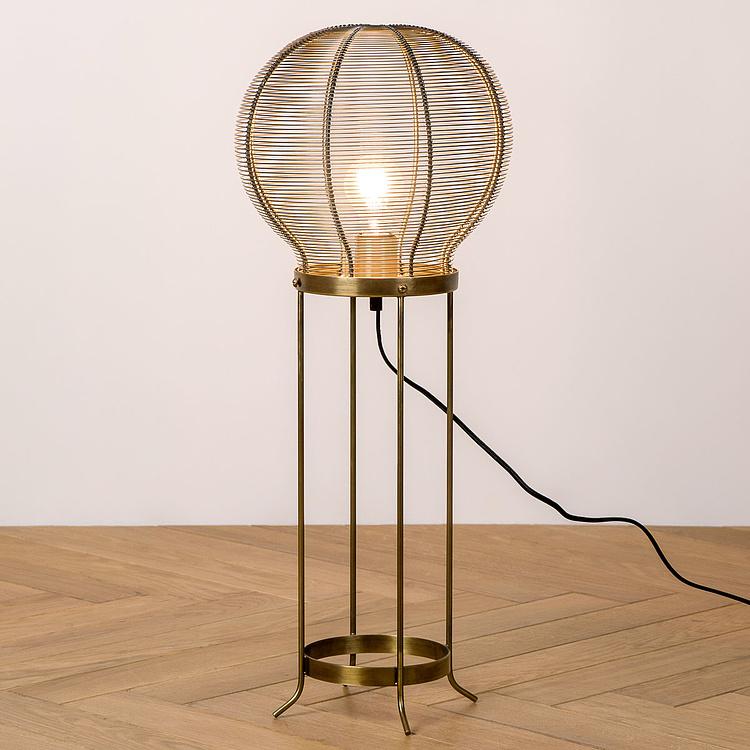 Настольная лампа с патиной Сетчатый шар Mesh Bulb Brass Patina Lamp