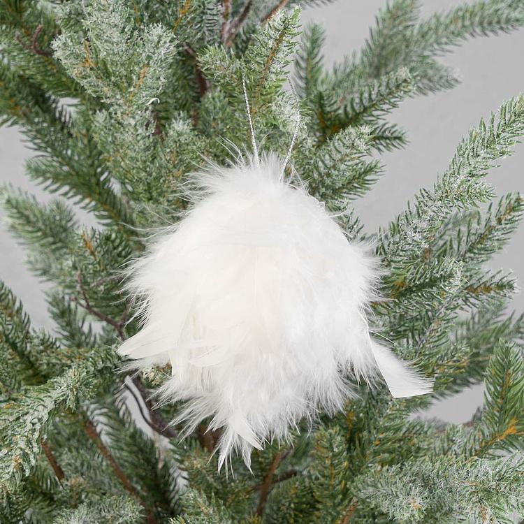 Ёлочная игрушка из перьев Plume Ball White 12 cm