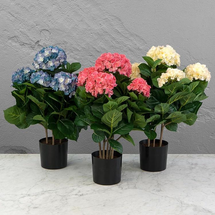 Искусственная гортензия кустовая ванильно-кремовая Hydrangea Bush Cream Vanilla 55 cm