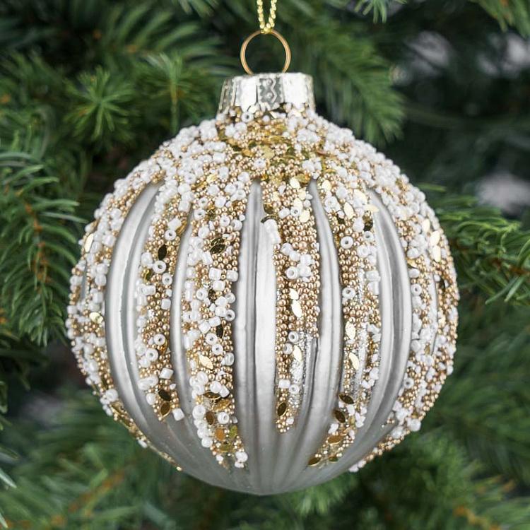 Ёлочная игрушка Бронзовый шар с пудрой Ball With Powder Bronze 8 cm