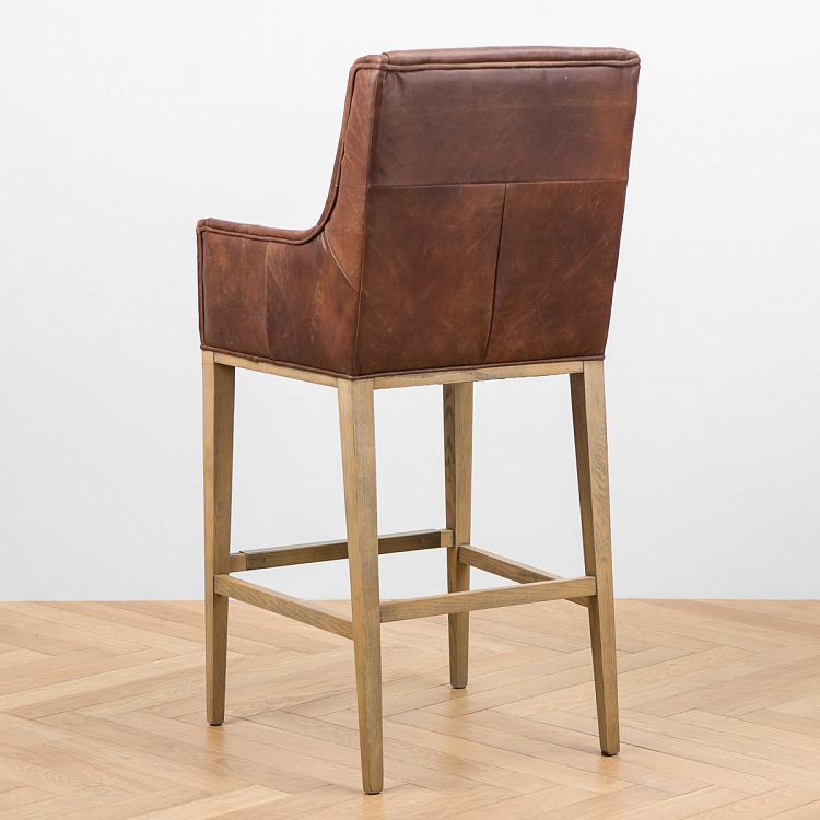 Барный стул с подлокотниками Маргарита, светлые ножки Margarita Barstool With Arms, Oak Brown