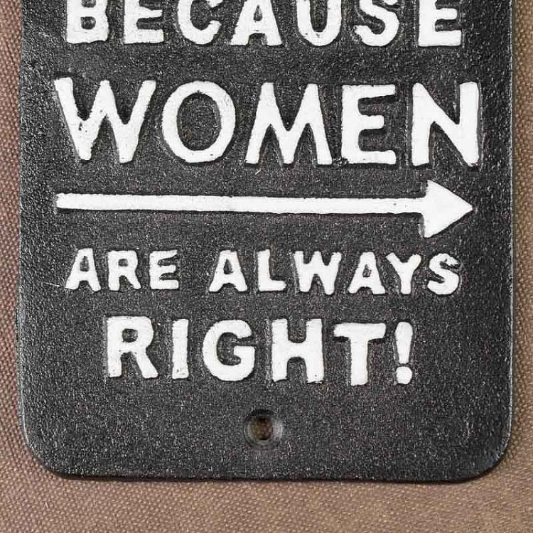 Металлическая табличка Мужчины налево, потому что женщины всегда правы Plaque Murale En Metal Men To The Left Because Women Are Always Right