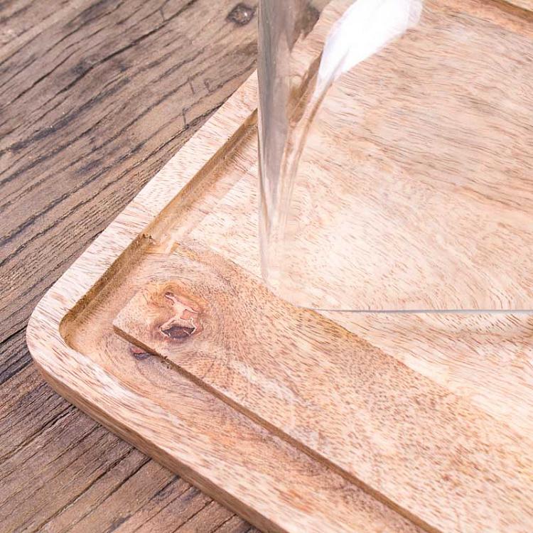 Квадратная деревянная доска со стеклянным колпаком Cover On Square Wooden Plate