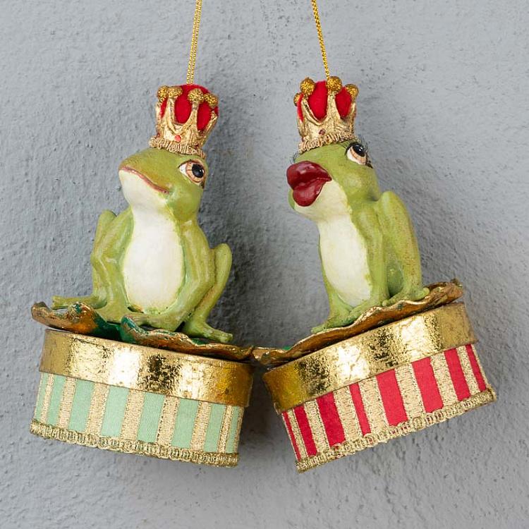 Набор из двух шкатулок Принц и принцесса лягушки Set Of 2 Frogs Prince On Box 13,5 cm