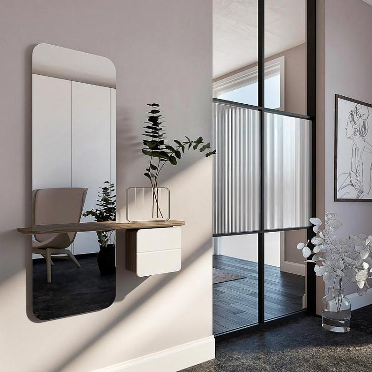 Настенное зеркало с полкой и ящиком Ещё один взгляд, светлый дуб One More Look Mirror Stand, Oak