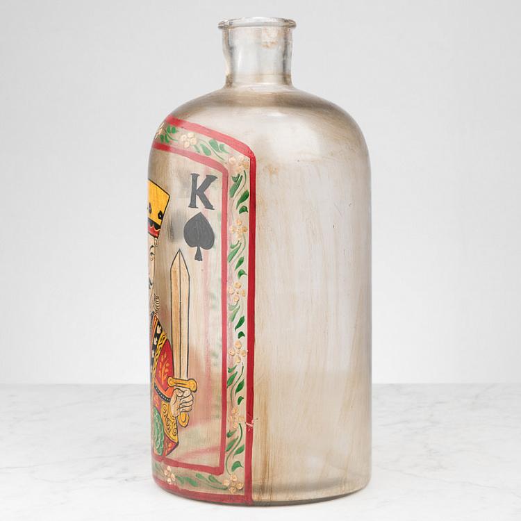 Бутыль с ручной росписью Король пик Handpainted Glass Bottle King Of Spades