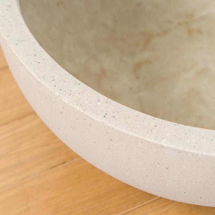 Низкое серо-белое кашпо-чаша Эффектори Бетон, M Effectory Beton Low Bowl White Sand Small