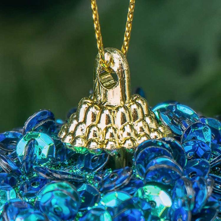 Сине-зелёный ёлочный шар с пайетками Sequin Ball Blue/Green 10 cm