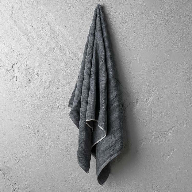 Антрацитово-серое ребристое махровое банное полотенце Пепел 70x140 см Ash Ribbed Bath Towel Anthracite 70x140 cm