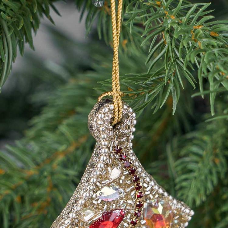 Ёлочная игрушка Золотистая ёлочка с разноцветными стразами 2 Multi-Colored Christmas Tree Pendant 2 15 cm
