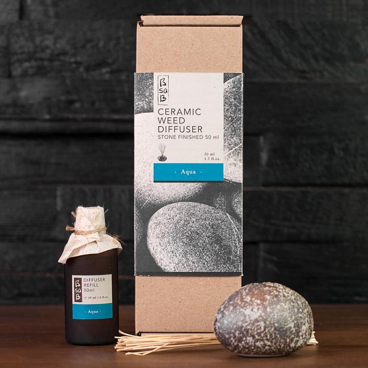 Аромадиффузор набор Камень Вода (палочки, жидкость, камень), 50 мл Diffuser Stone Aqua 50 ml