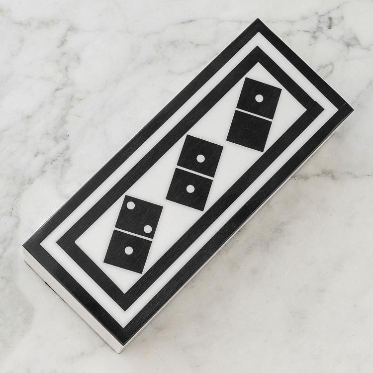 Шкатулка с набором домино, чёрно-белая White Box With Black Domino