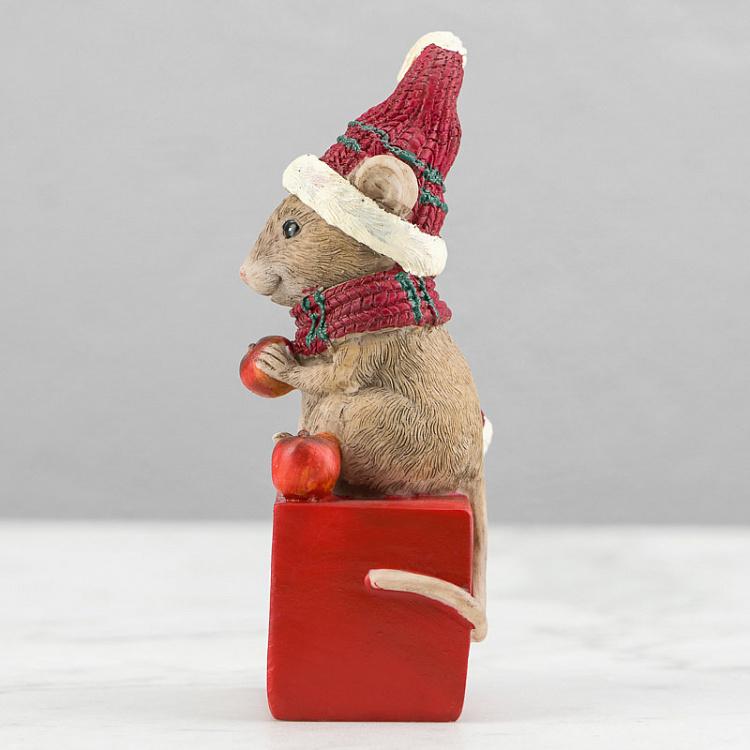 Новогодняя фигурка Мышка на календаре Xmas Mouse On Calendar Red 14,5 cm