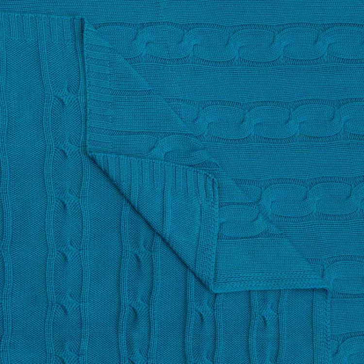 Синий вязаный плед Мессина Messina Knit Throw Royal Blue